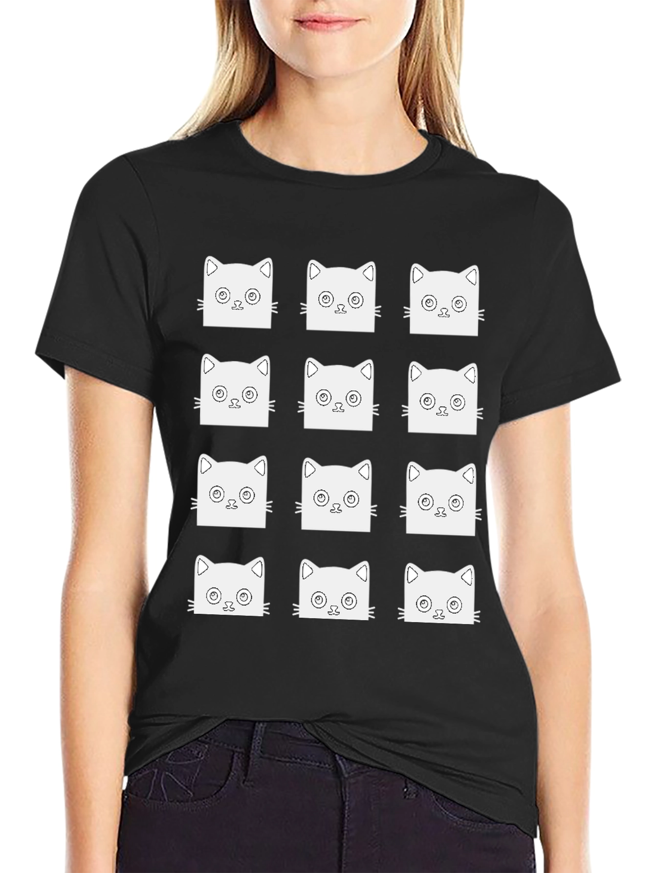 Cool Cat Faces T-Shirt Unique Graphic Tee