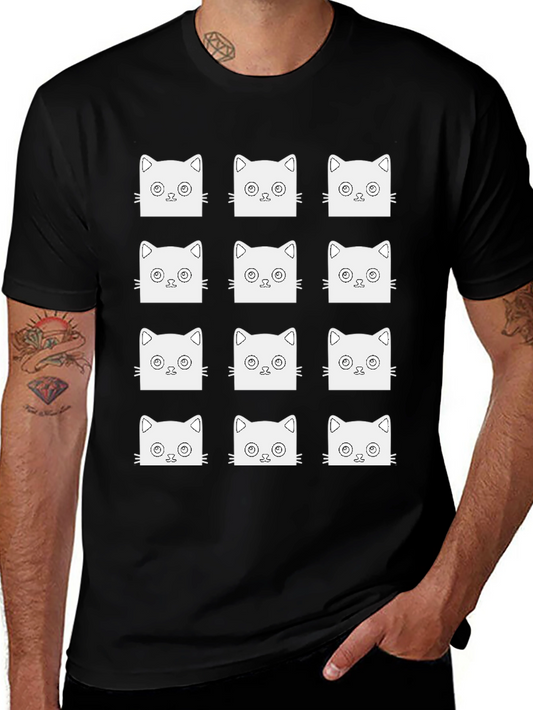 Cool Cat Faces T-Shirt Unique Graphic Tee