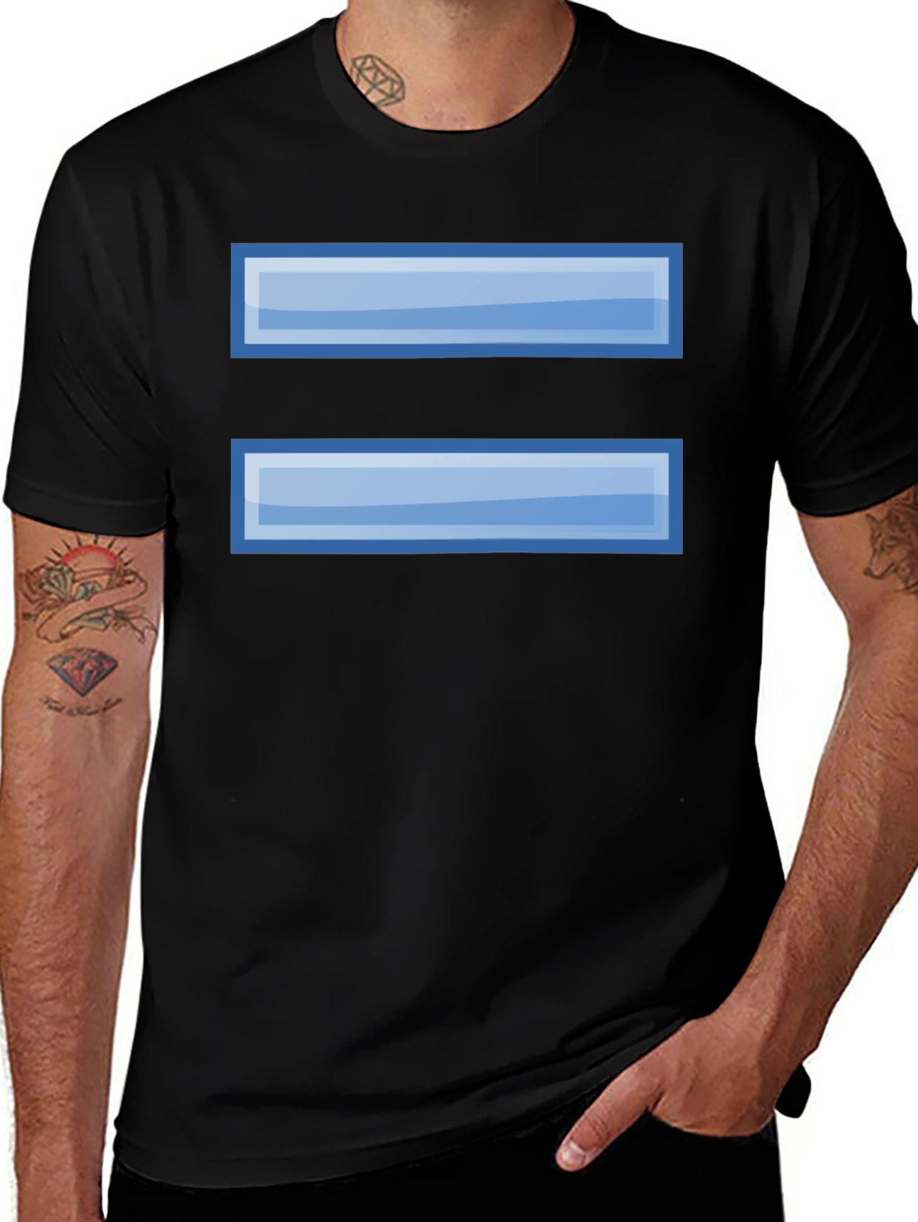 Pixelated Equals Sign Graphic Tee - Black