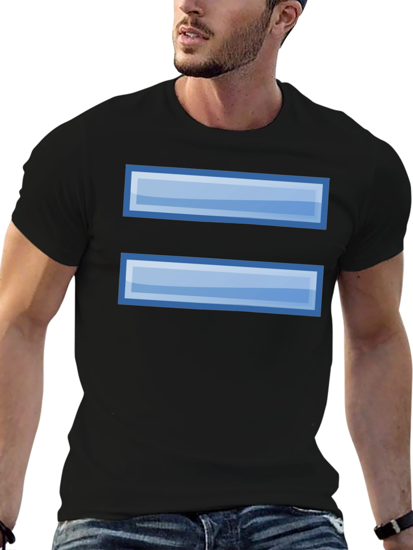 Pixelated Equals Sign Graphic Tee - Black