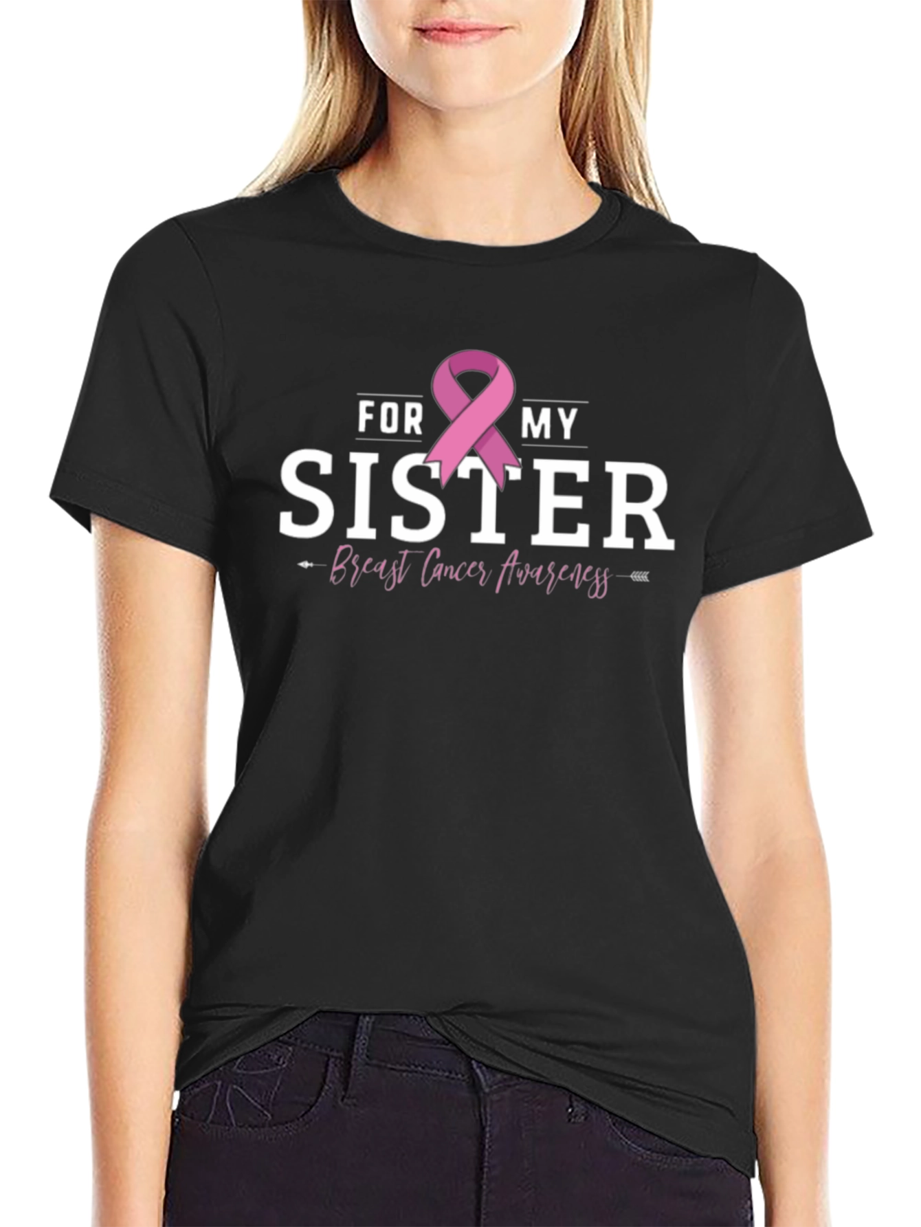 For My Sister Breast Cancer Awareness Ribbon T-Shirt