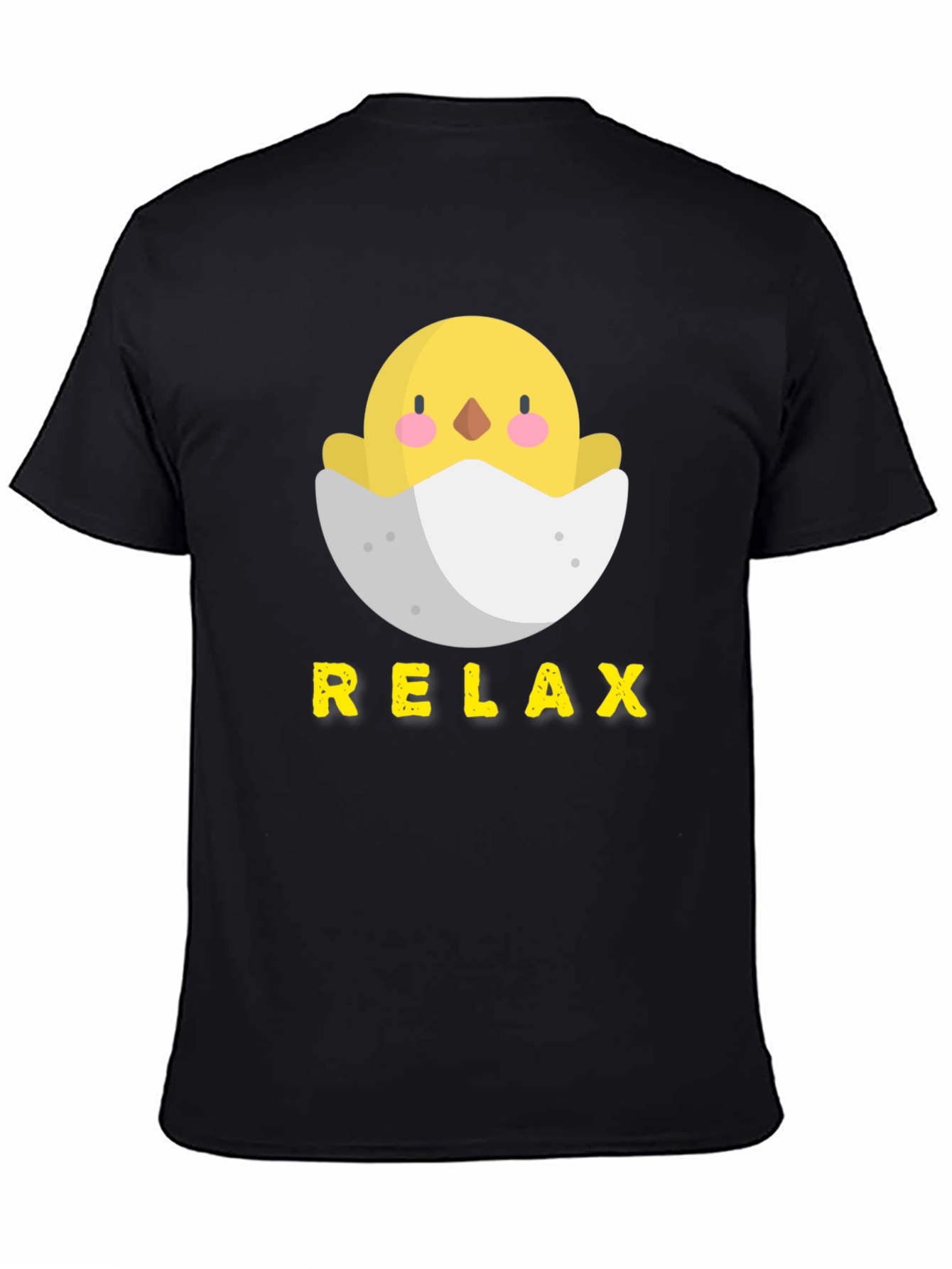 Relax Chick in Egg Black T-Shirt