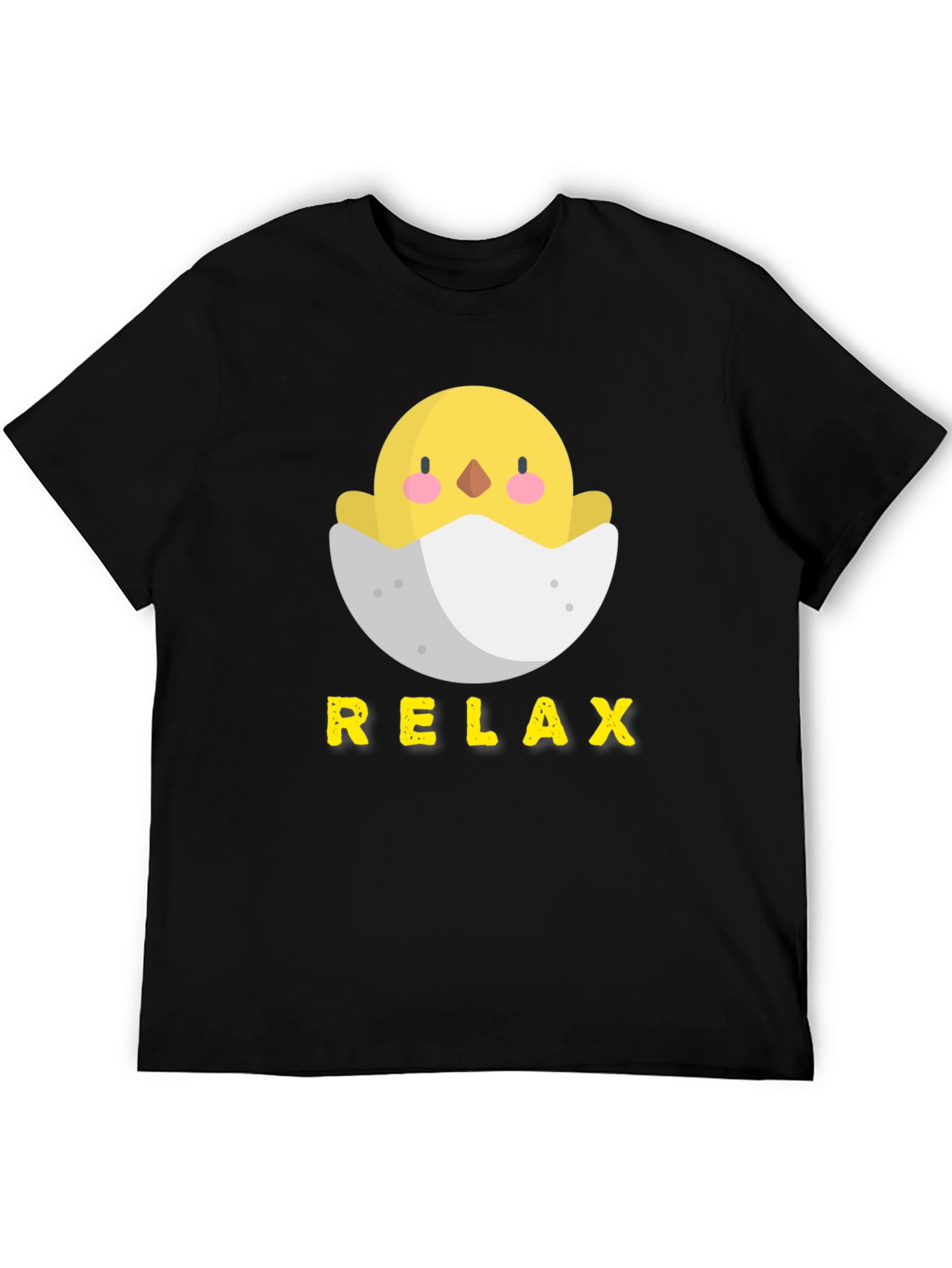 Relax Chick in Egg Black T-Shirt