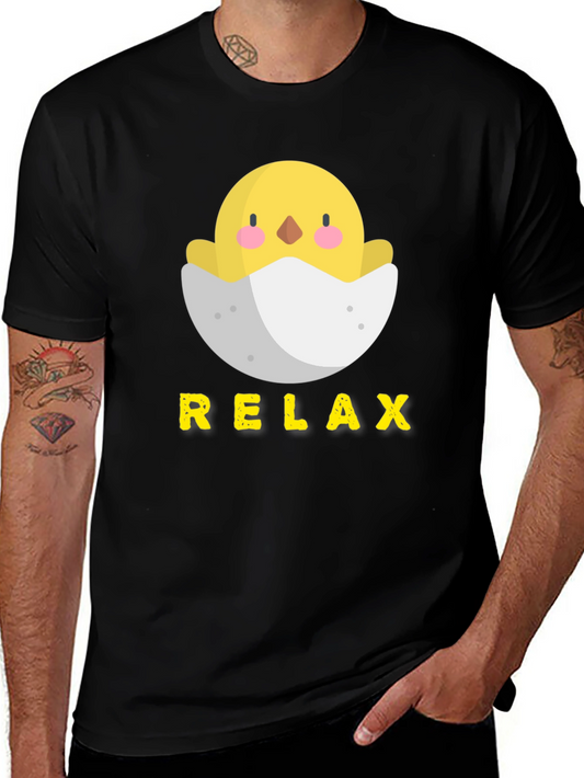 Relax Chick in Egg Black T-Shirt