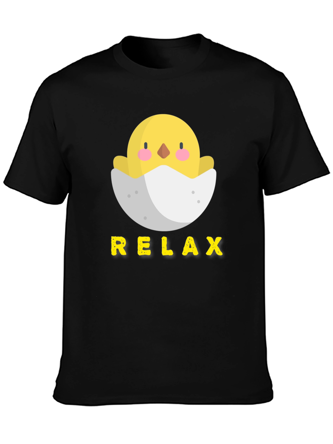 Relax Chick in Egg Black T-Shirt