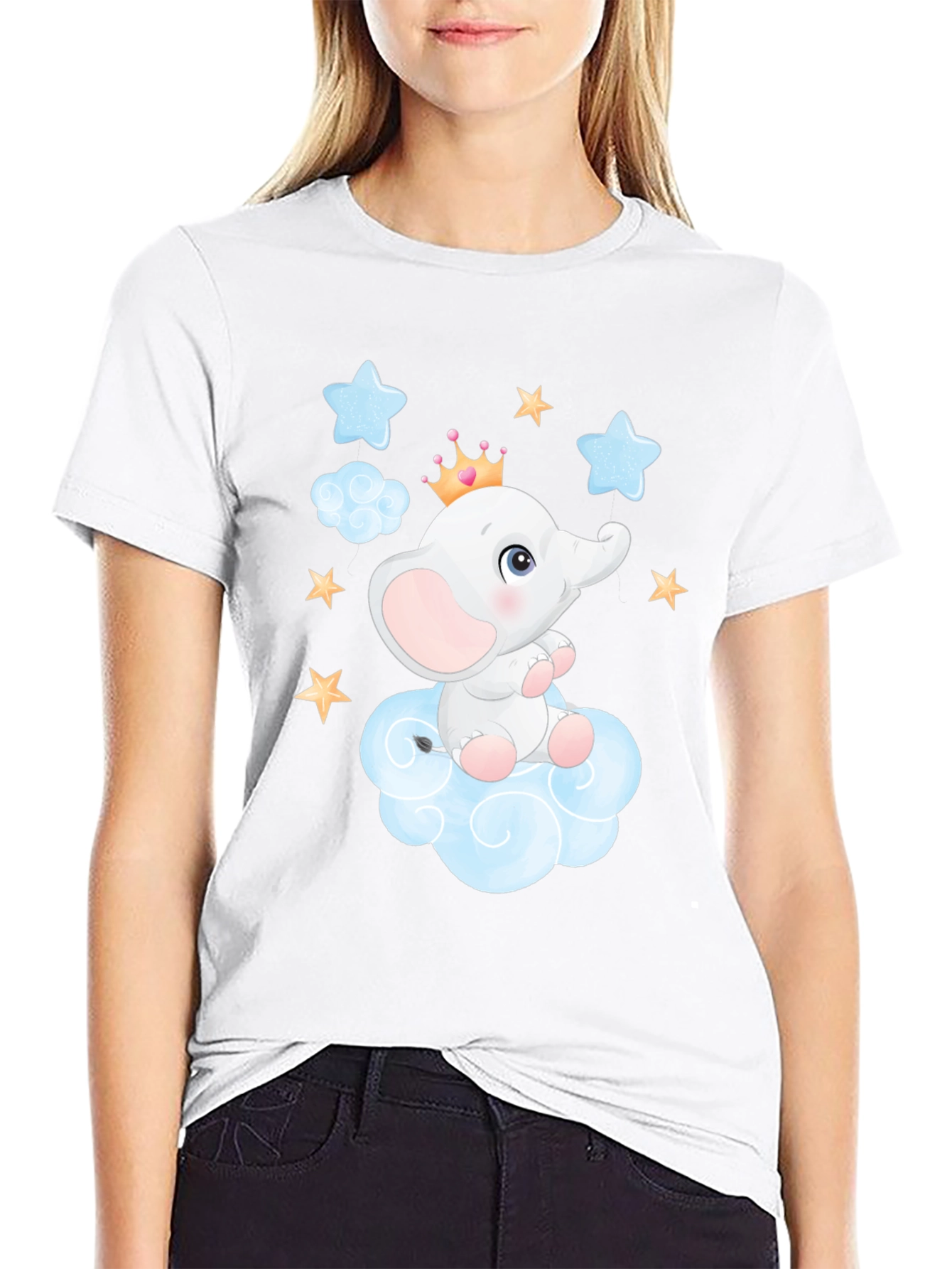 Cute Elephant on Cloud Graphic Tee