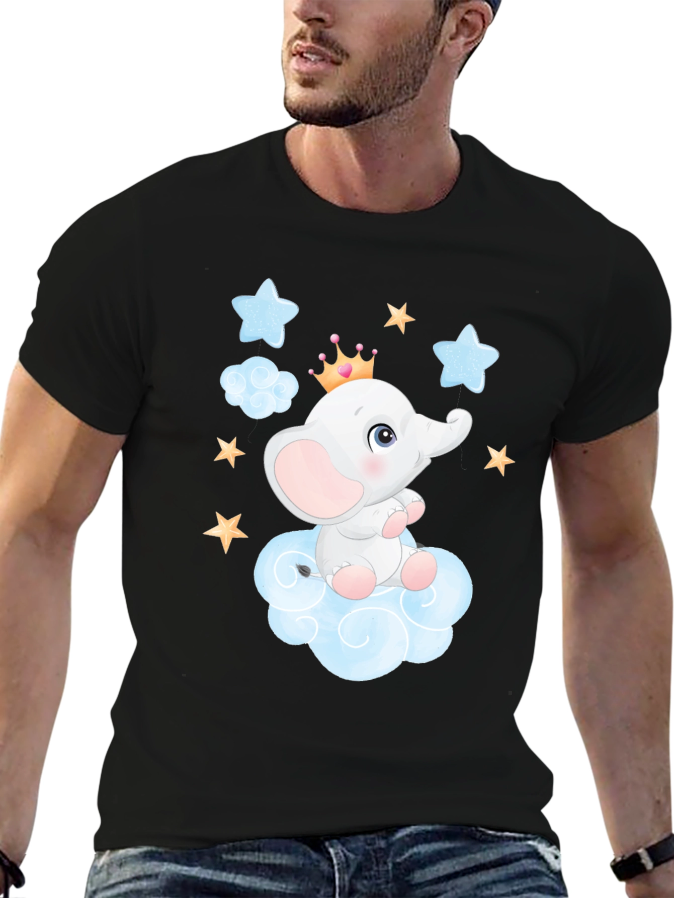 Cute Elephant on Cloud Graphic Tee
