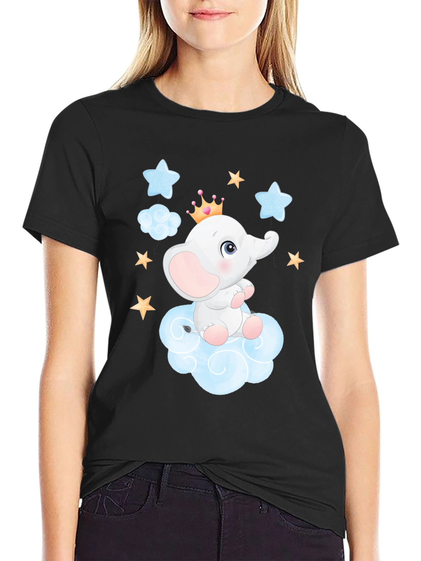 Cute Elephant on Cloud Graphic Tee