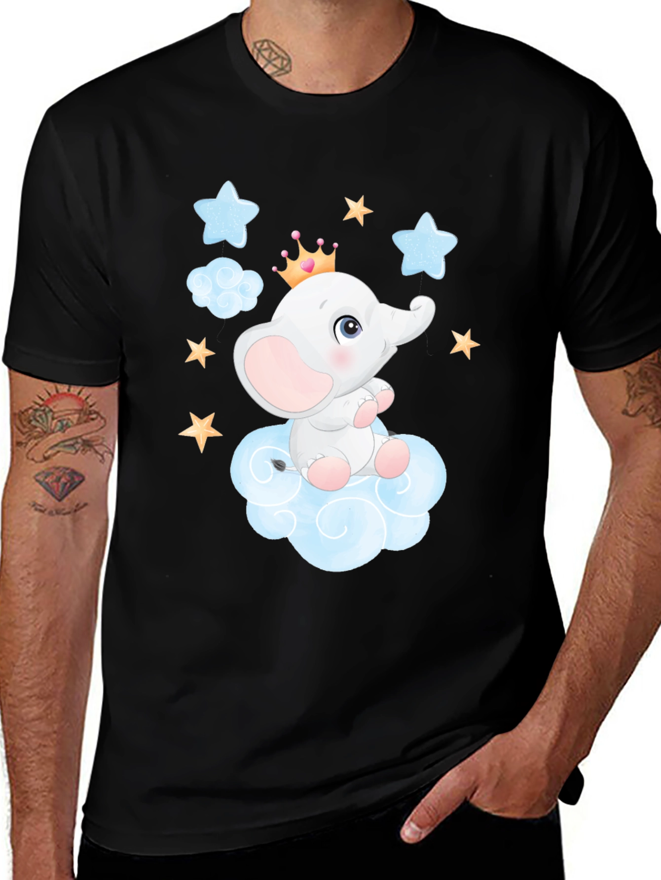 Cute Elephant on Cloud Graphic Tee