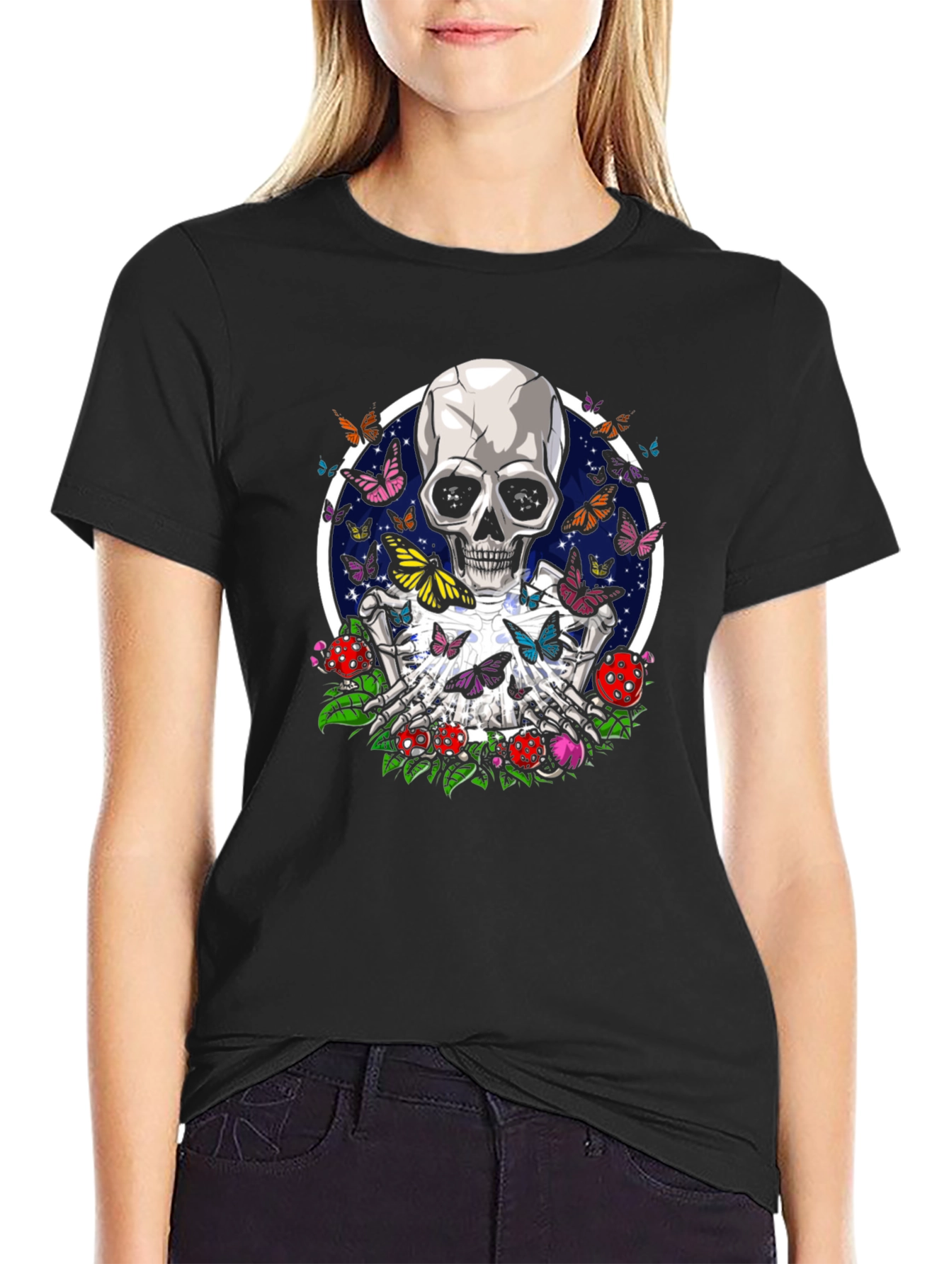 Skull & Butterfly Graphic T-Shirt