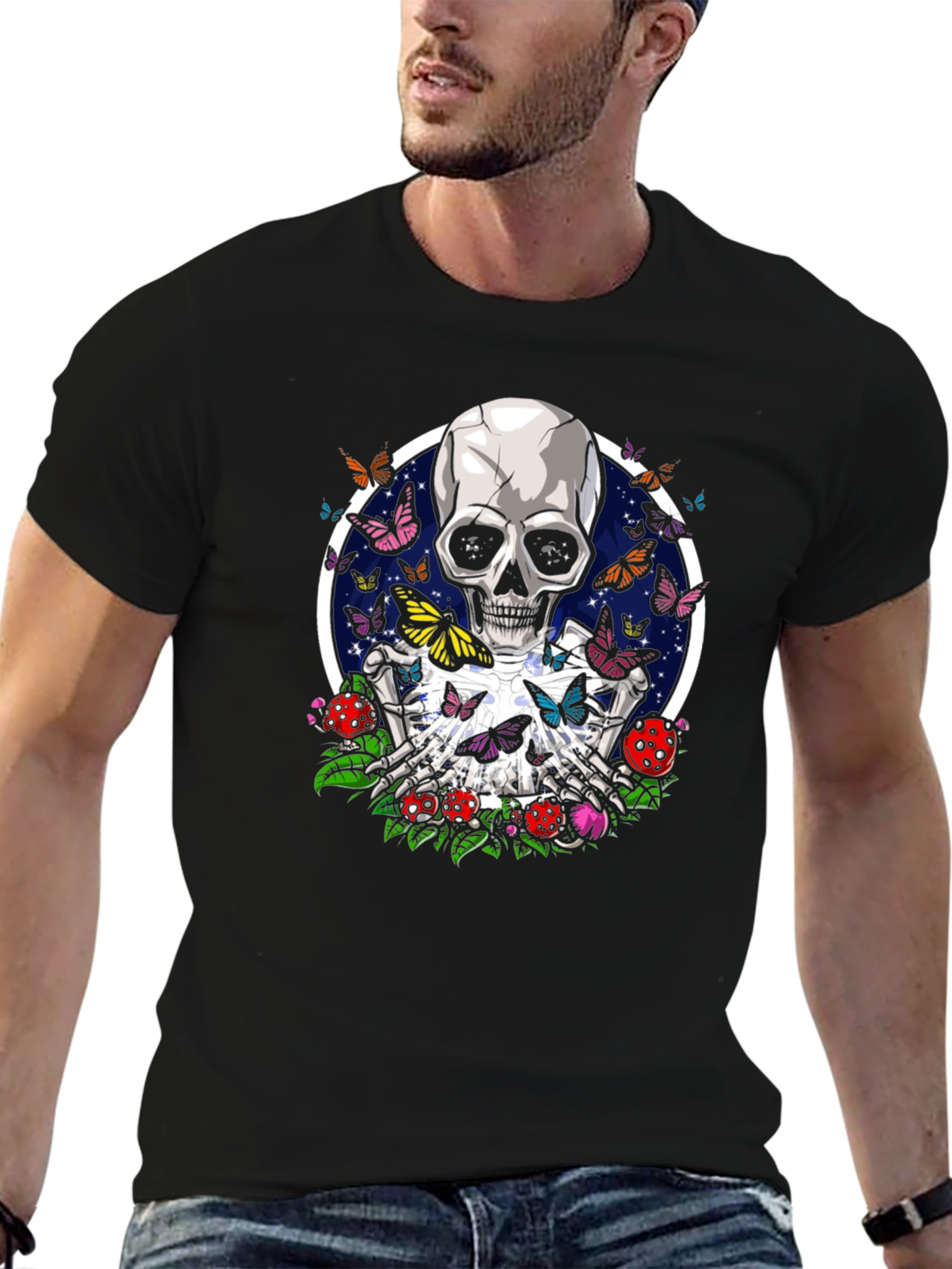 Skull & Butterfly Graphic T-Shirt