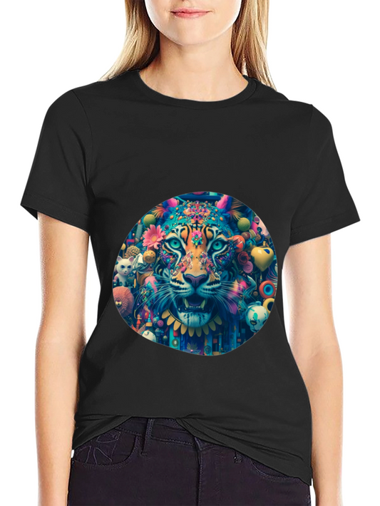 Psychedelic Tiger Graphic Tee - Artistic Design