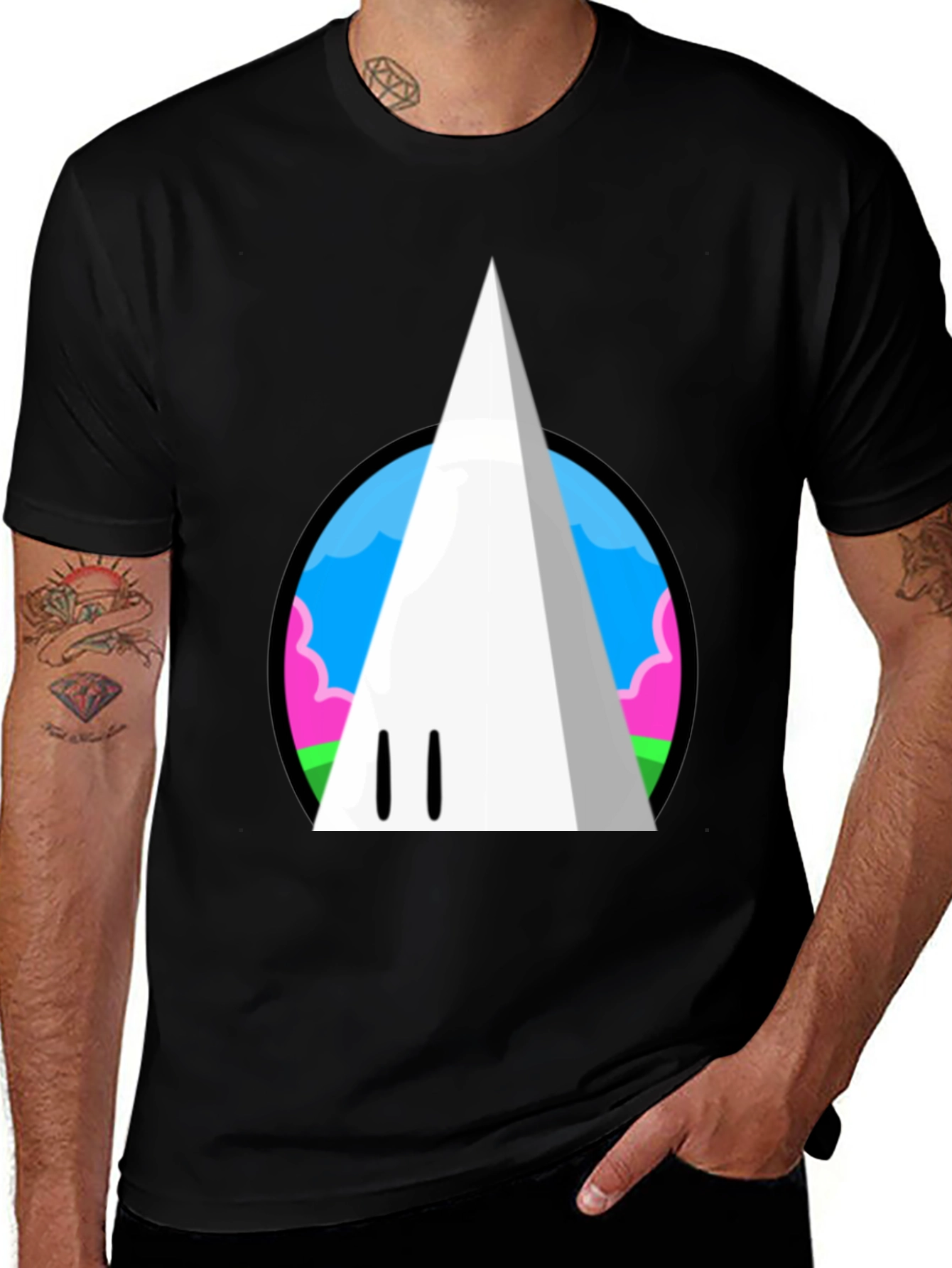 Funky Cloud Cone Graphic Tee - Black