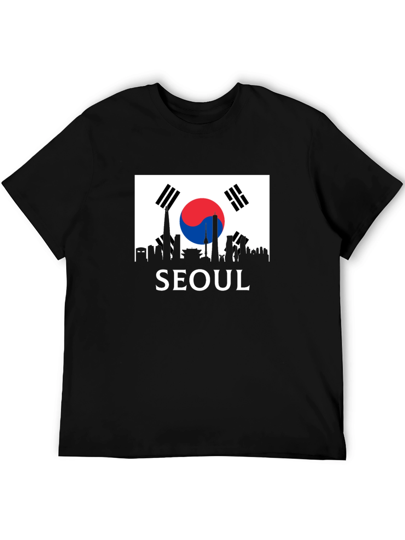 Seoul Skyline T-Shirt - Korea Flag Design