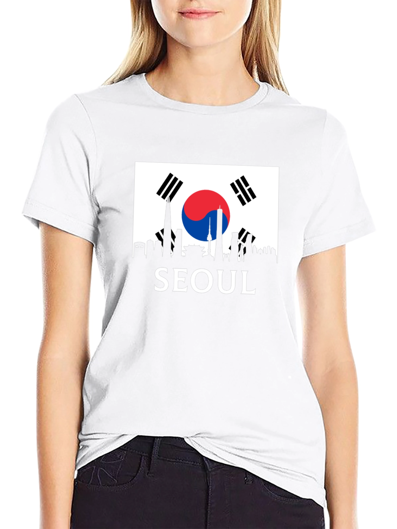 Seoul Skyline T-Shirt - Korea Flag Design
