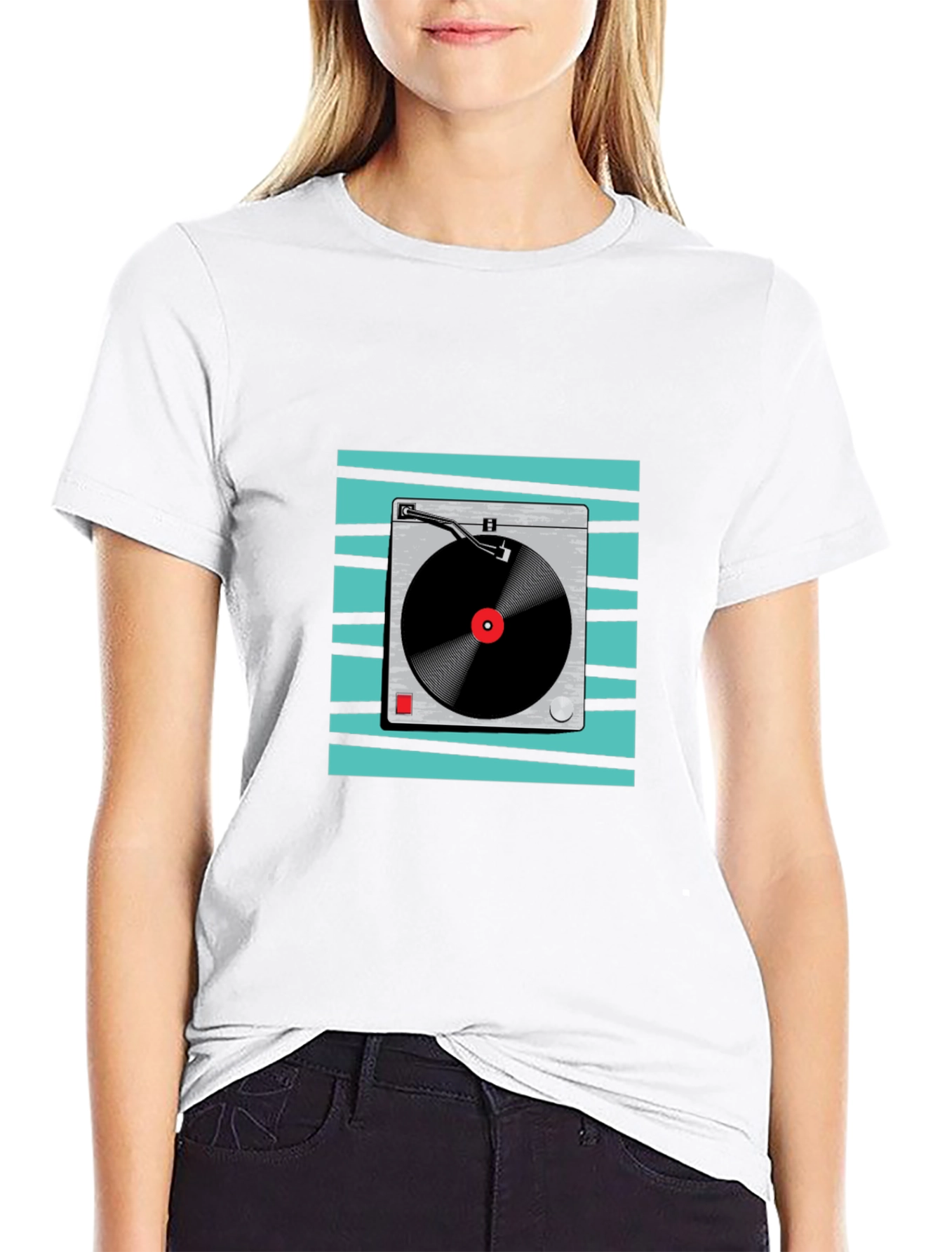 Retro Turntable Graphic Tee - Black