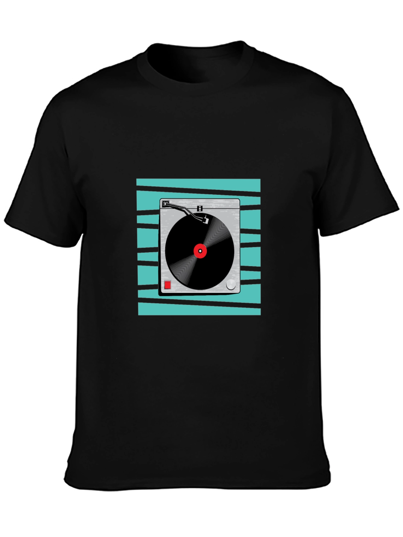 Retro Turntable Graphic Tee - Black