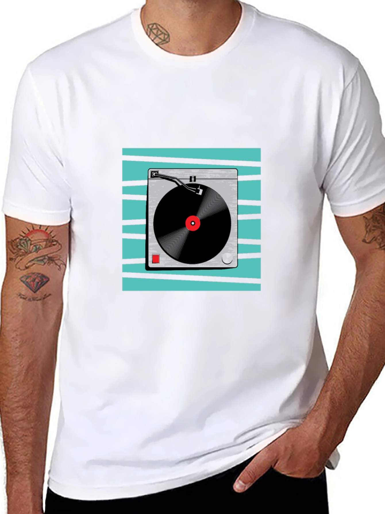 Retro Turntable Graphic Tee - Black