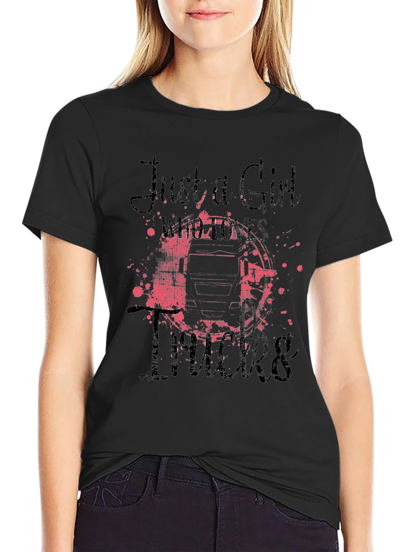 Just A Girl Who Loves Trucks Graphic Tee