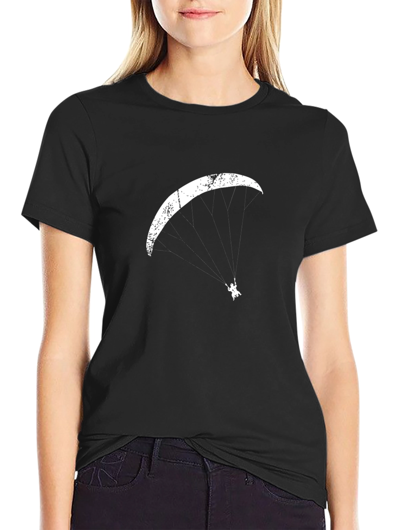Paragliding Graphic Tee - Black Cotton T-Shirt