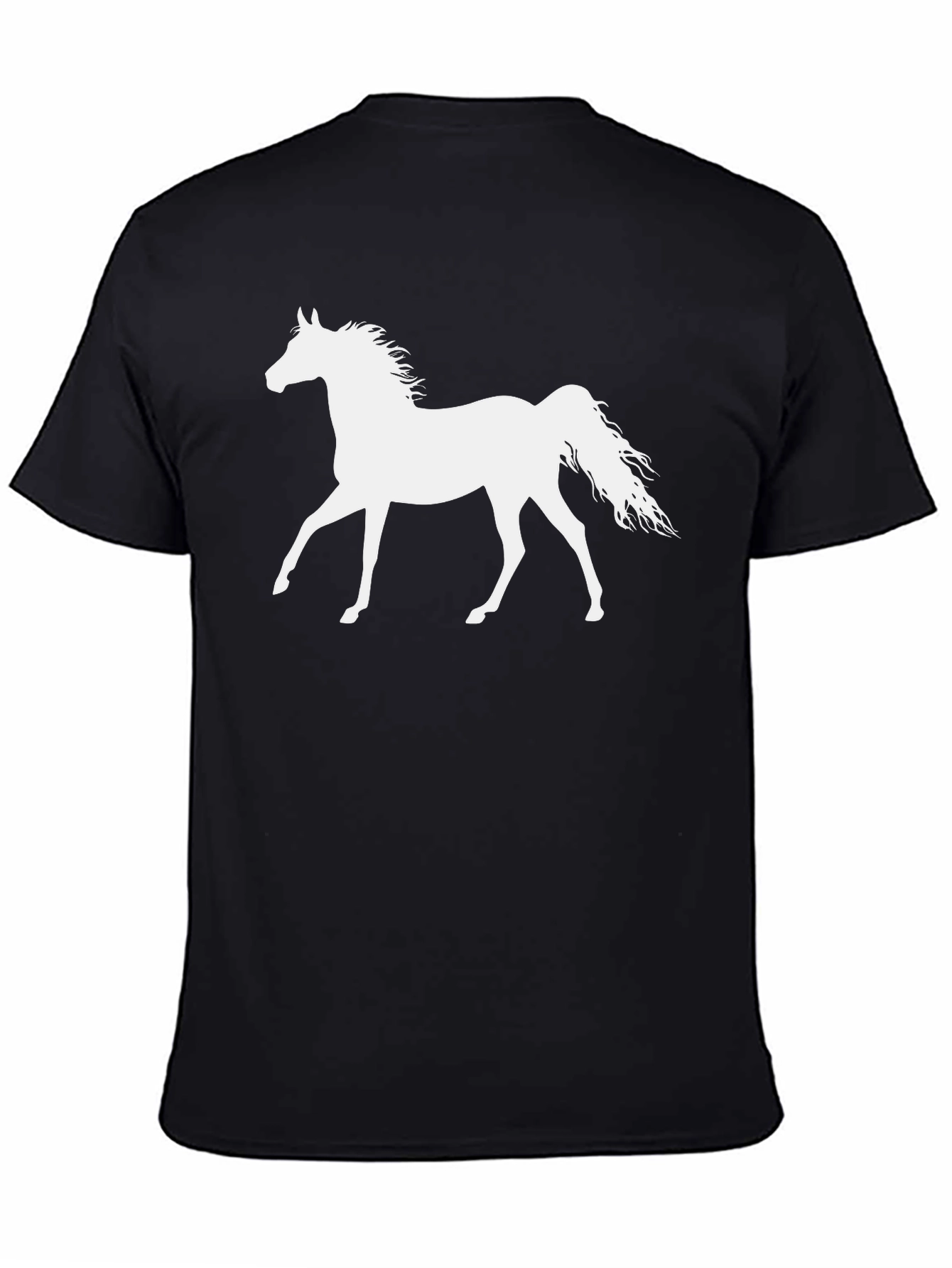 Horse Silhouette Graphic Tee - Black Cotton T-Shirt