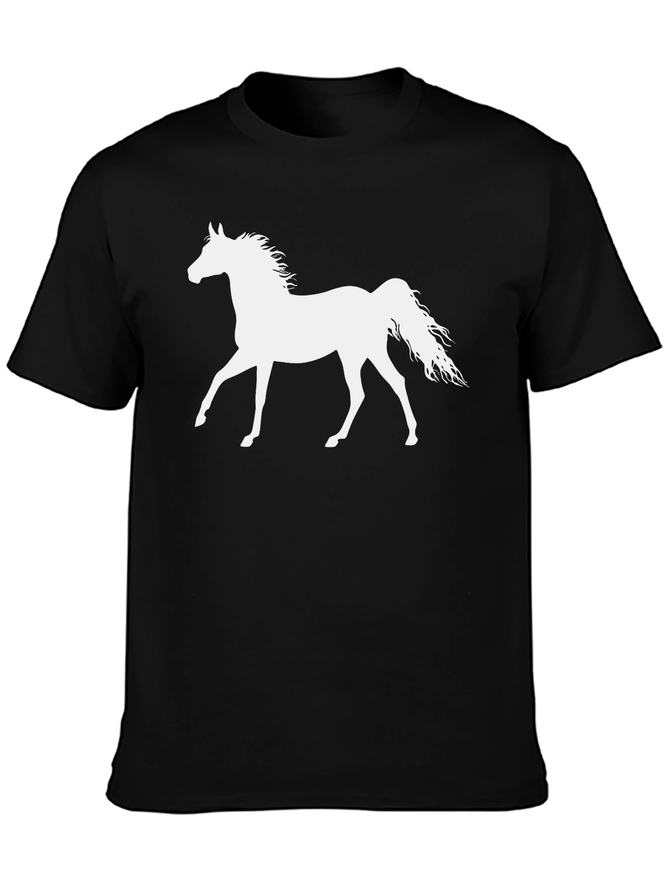 Horse Silhouette Graphic Tee - Black Cotton T-Shirt