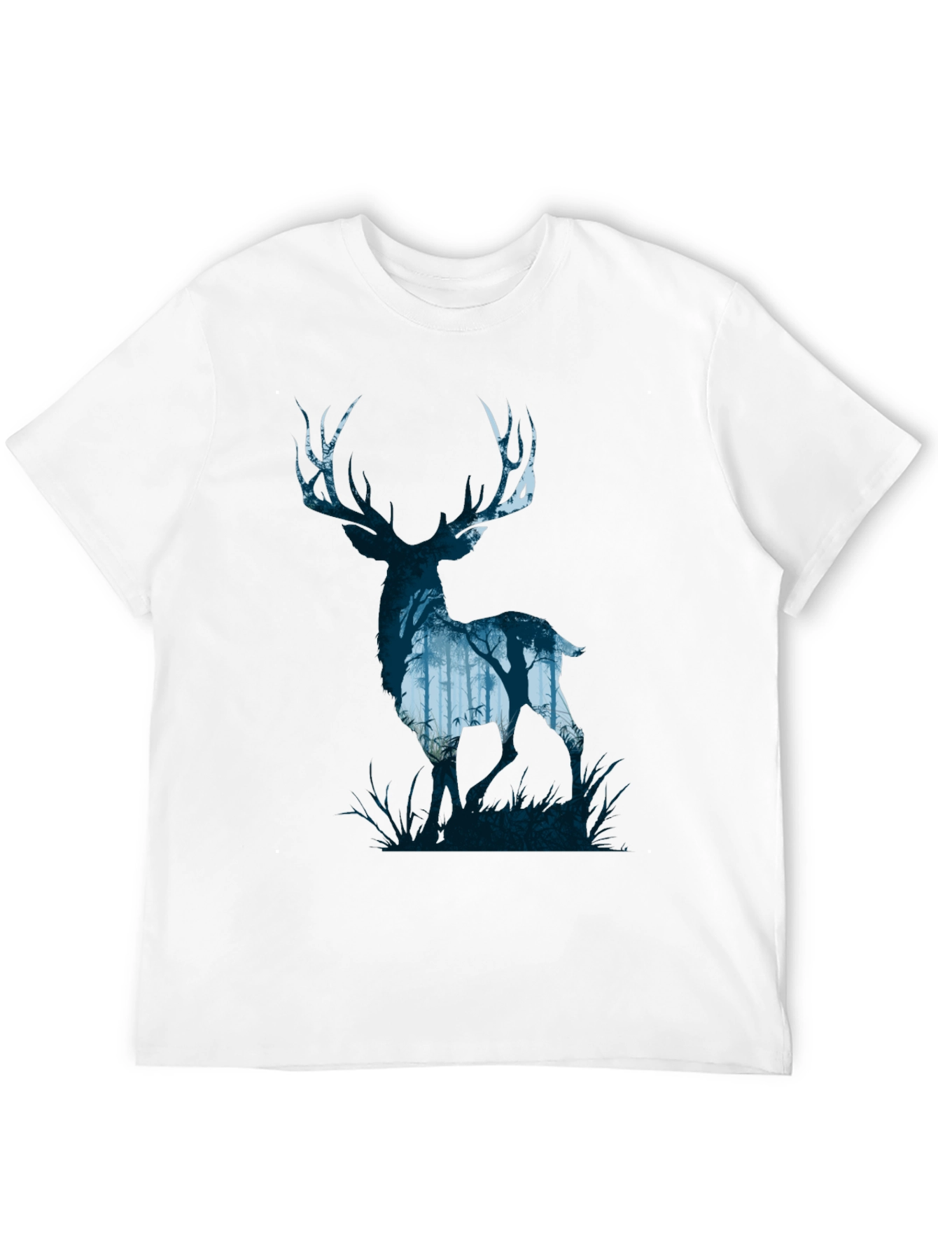 Nature Deer Silhouette Graphic Tee - Mens Black T-Shirt