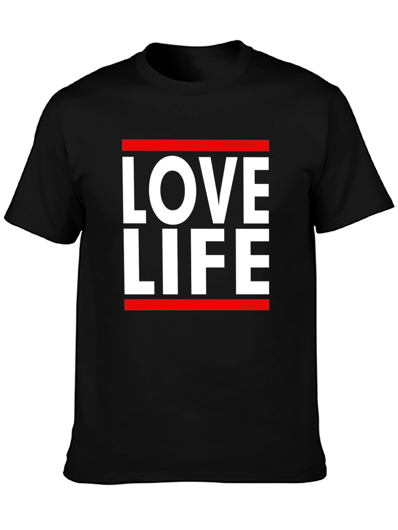 Love Life Graphic Tee - Black Cotton Casual T-Shirt