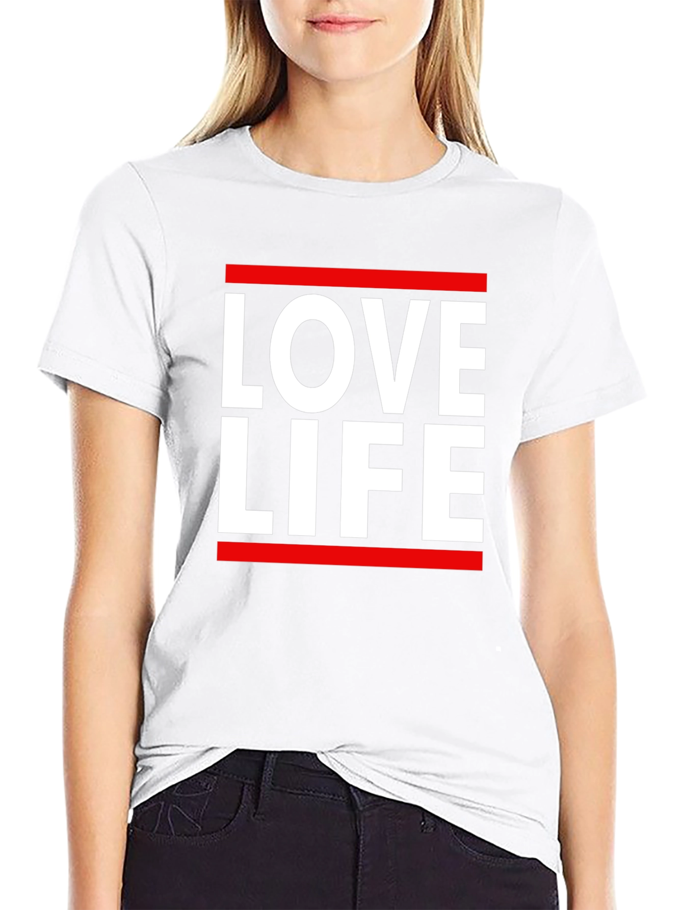 Love Life Graphic Tee - Black Cotton Casual T-Shirt