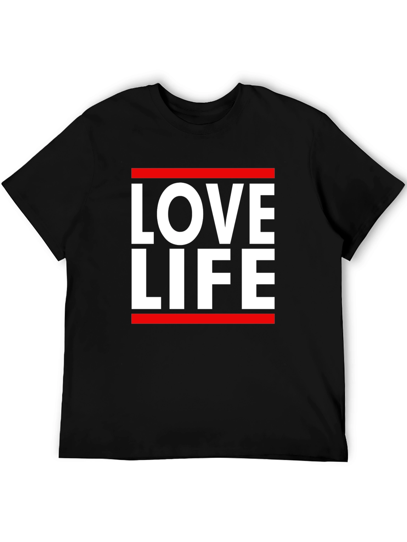 Love Life Graphic Tee - Black Cotton Casual T-Shirt