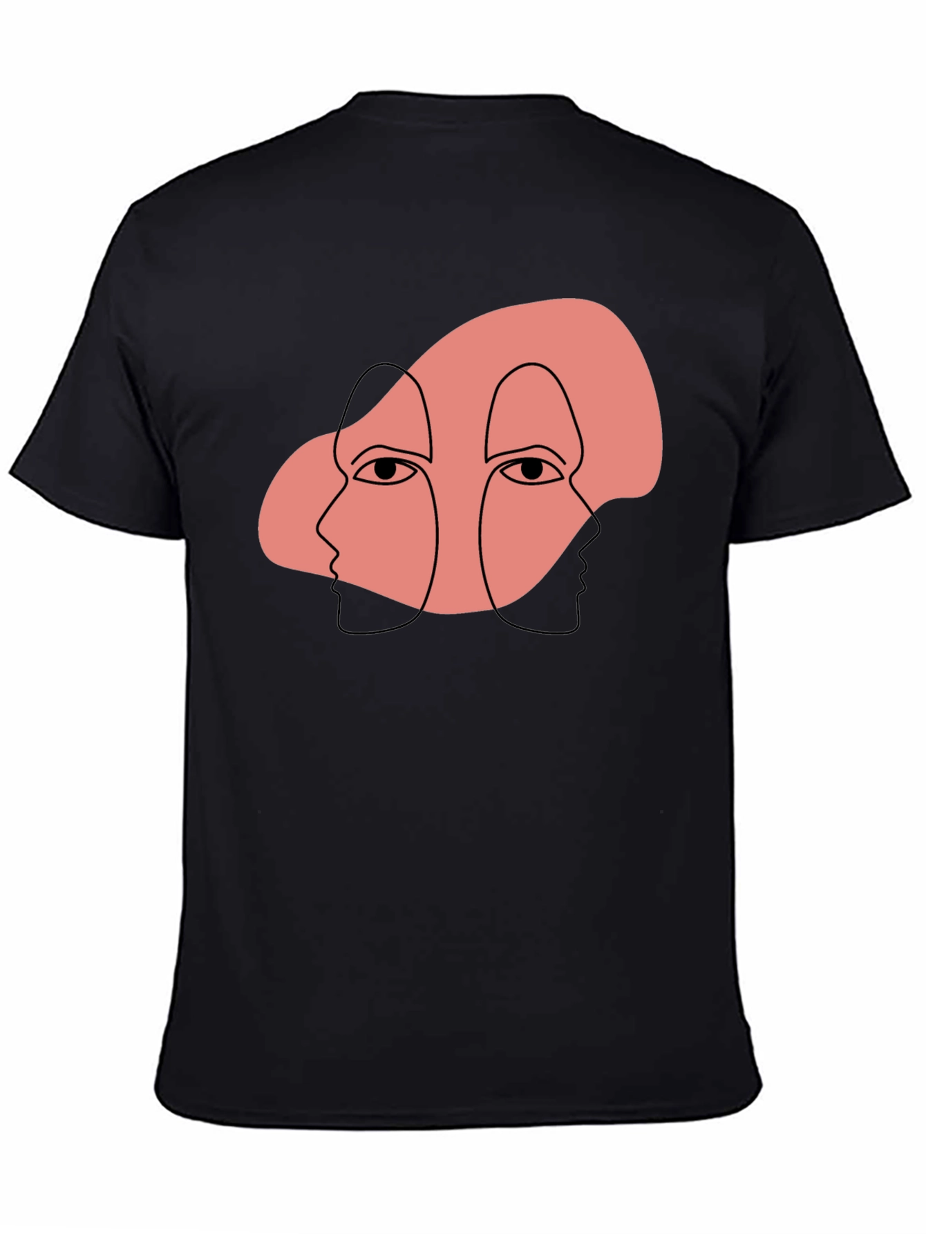 Abstract Face Graphic Print Black T-Shirt