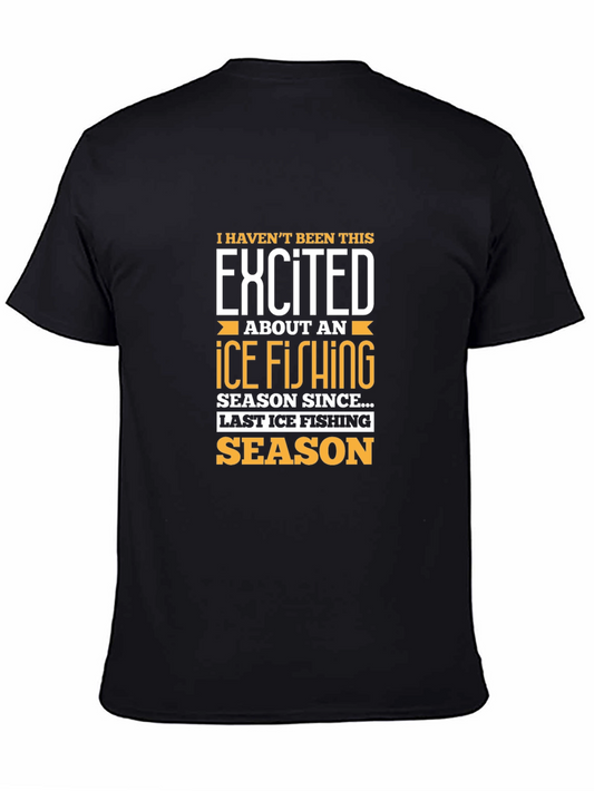 Excited Ice Fishing Season Black T-Shirt