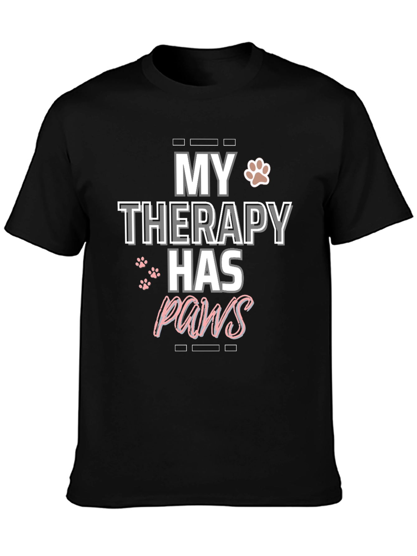 My Therapy Has Paws Black Graphic T-Shirt