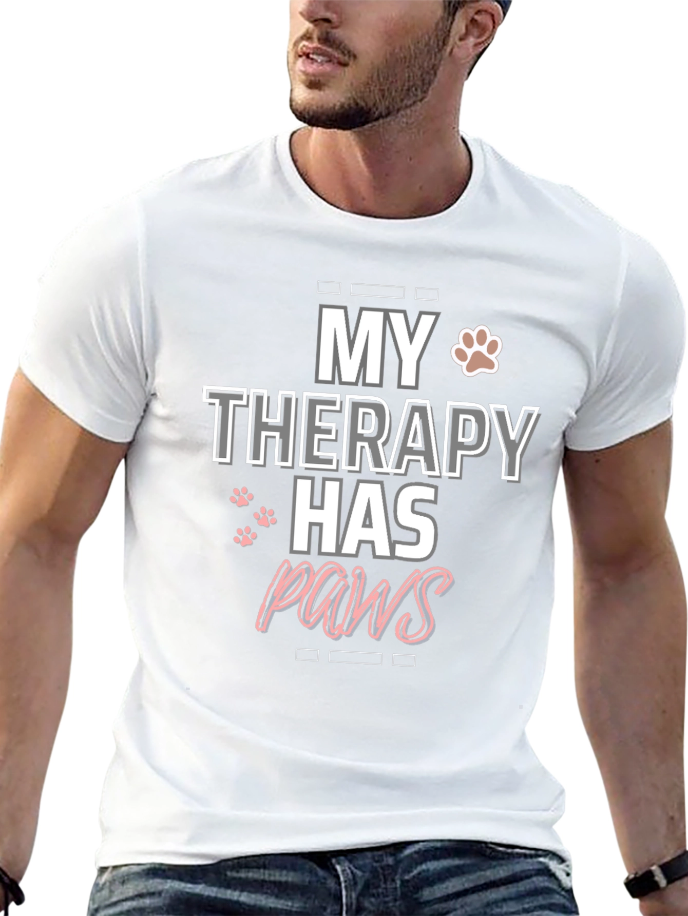 My Therapy Has Paws Black Graphic T-Shirt