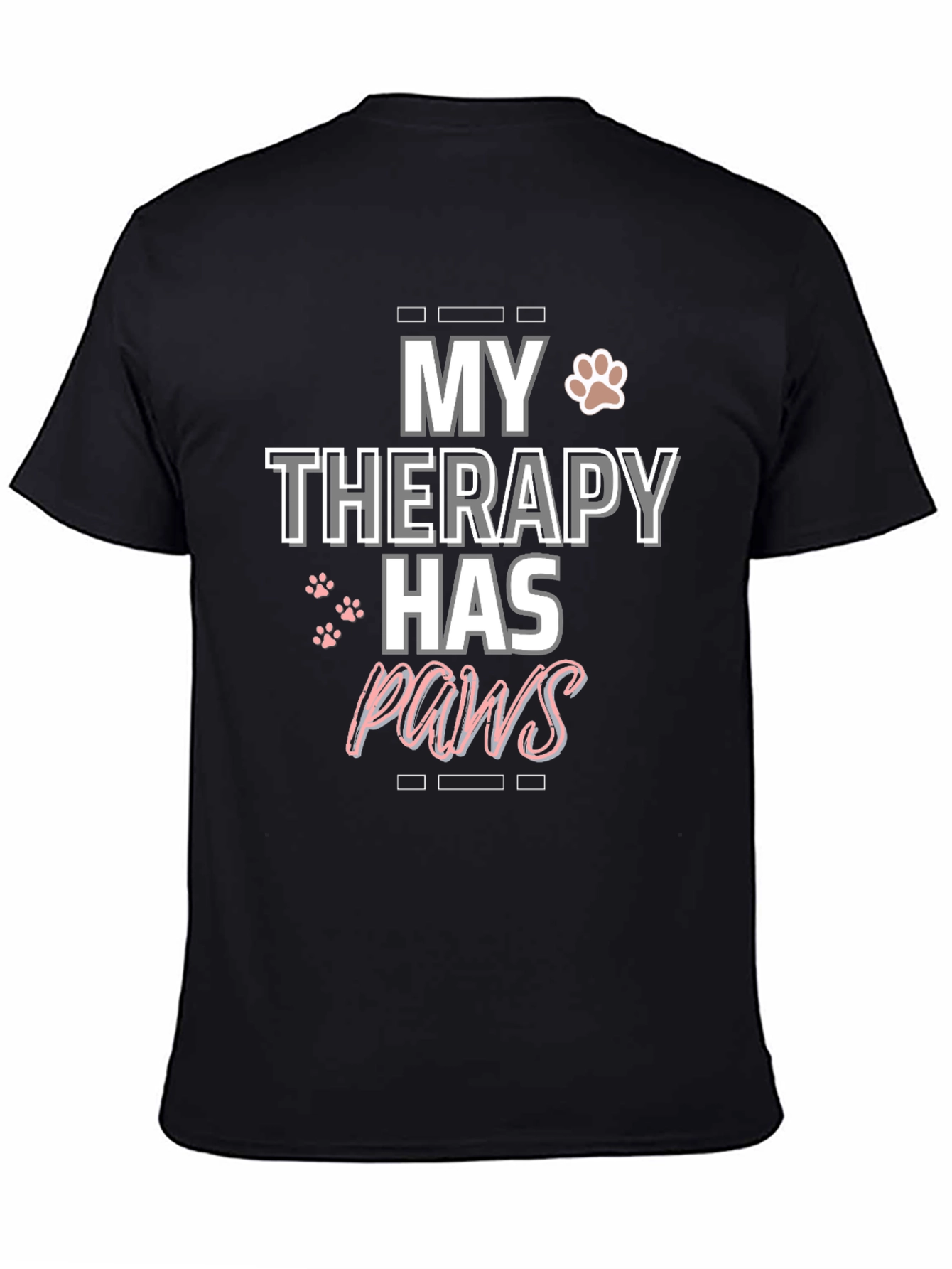 My Therapy Has Paws Black Graphic T-Shirt