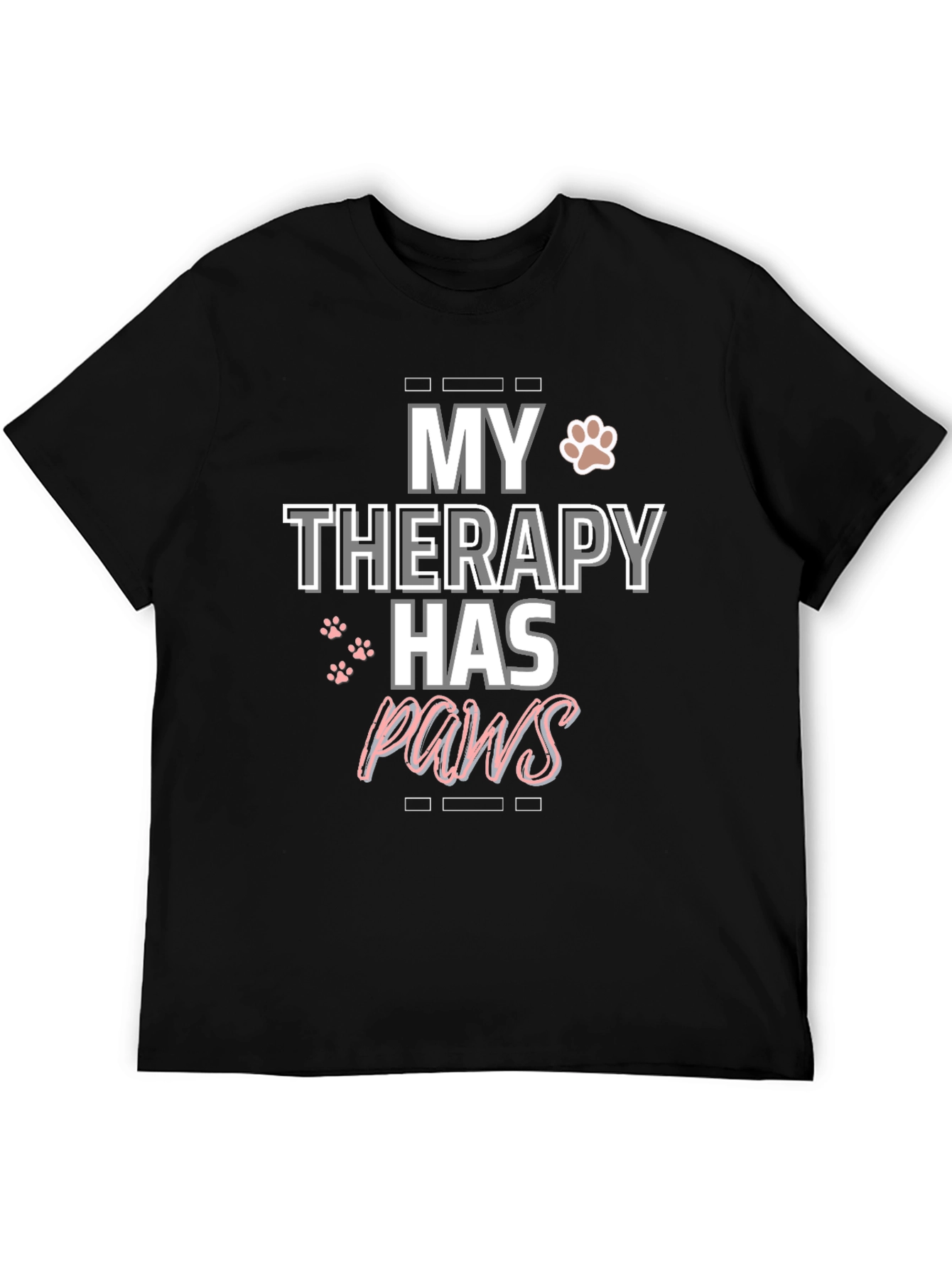 My Therapy Has Paws Black Graphic T-Shirt