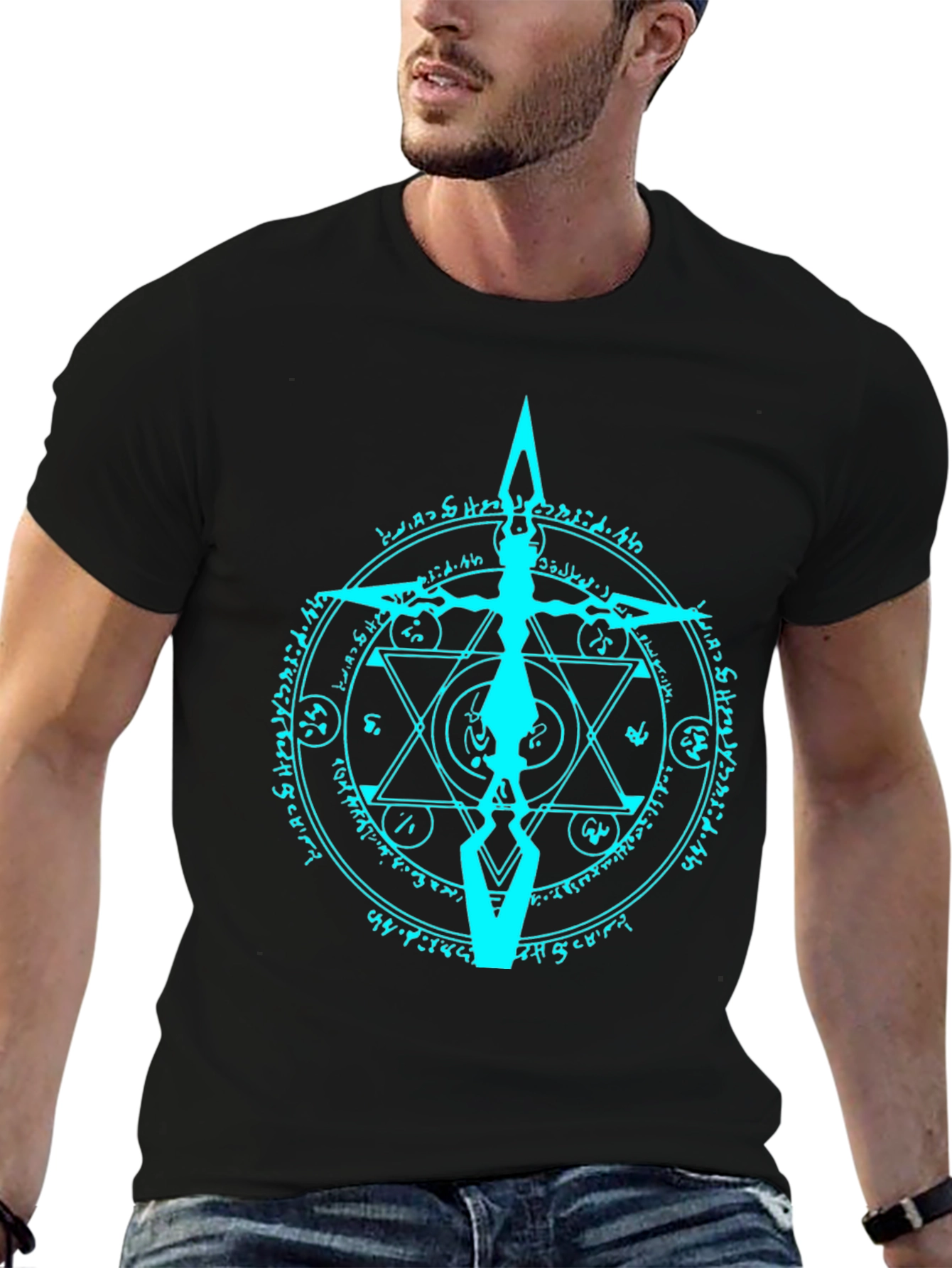 Mystic Symbol Graphic Print Black Tee
