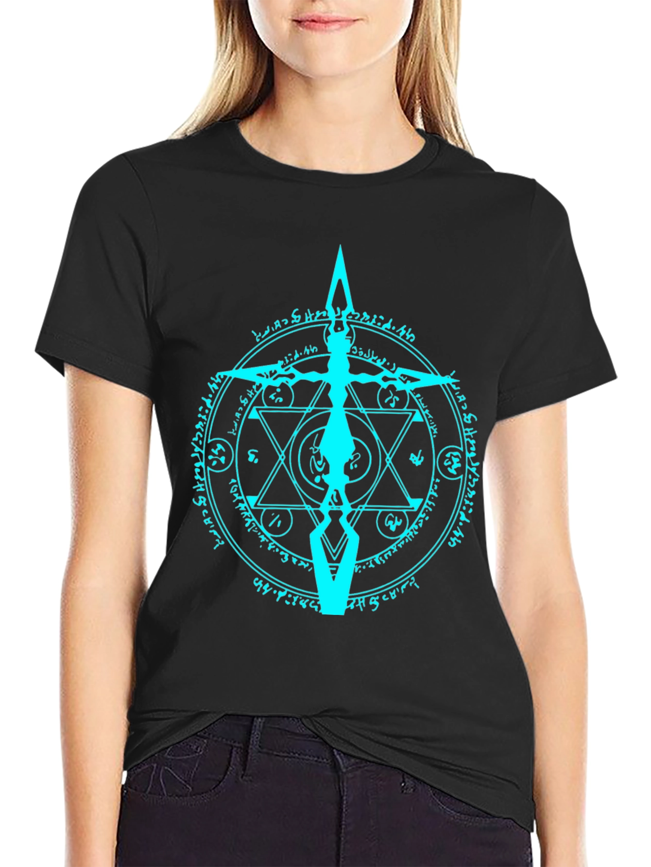 Mystic Symbol Graphic Print Black Tee
