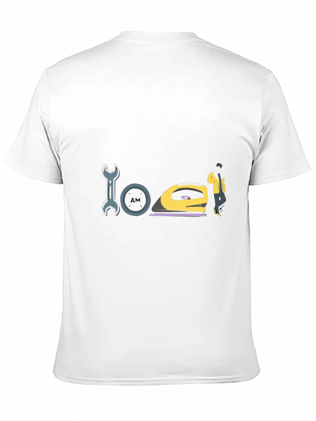 Wrench Clock Iron and Man Graphic Black T-Shirt