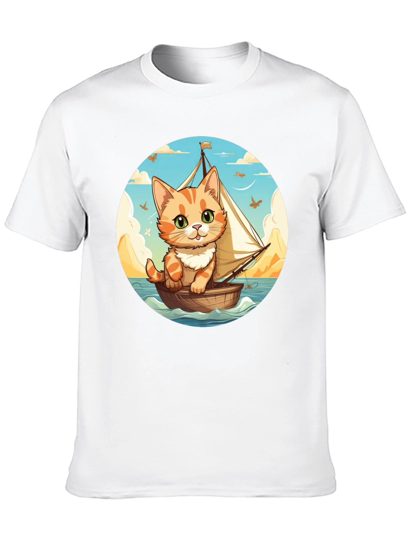 Cute Cat Sailor T-Shirt - Whimsical Graphic Tee