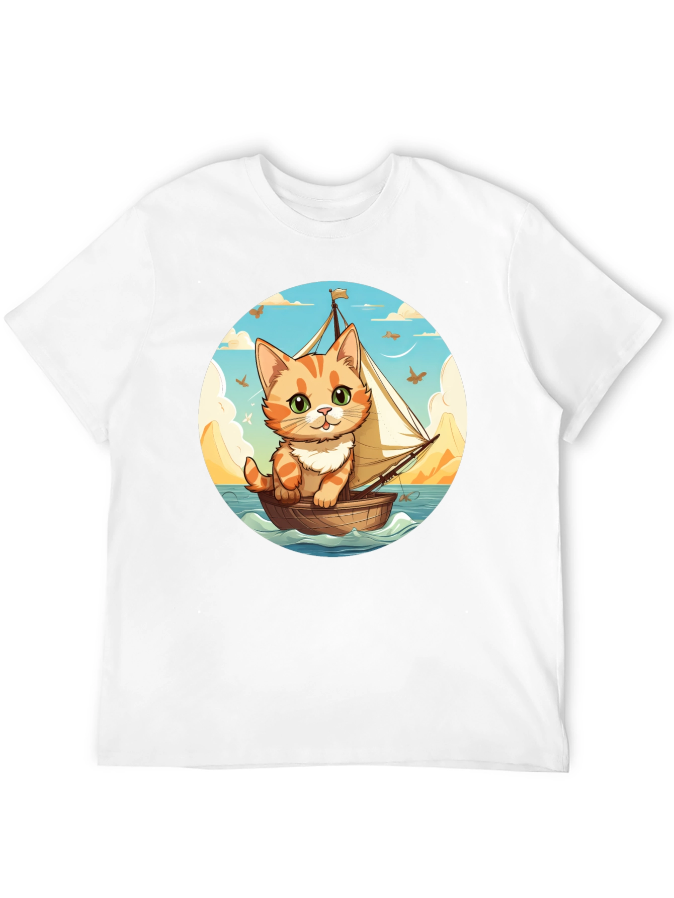 Cute Cat Sailor T-Shirt - Whimsical Graphic Tee