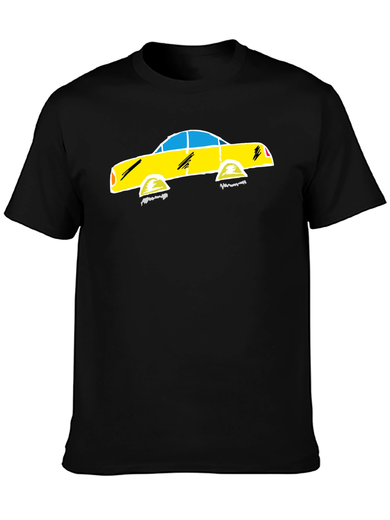 Black Tee with Yellow Car Graphic
