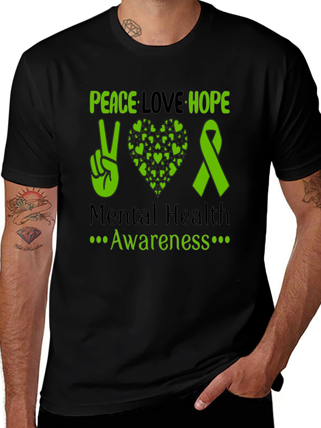 Peace Love Hope Mental Health Awareness Tee