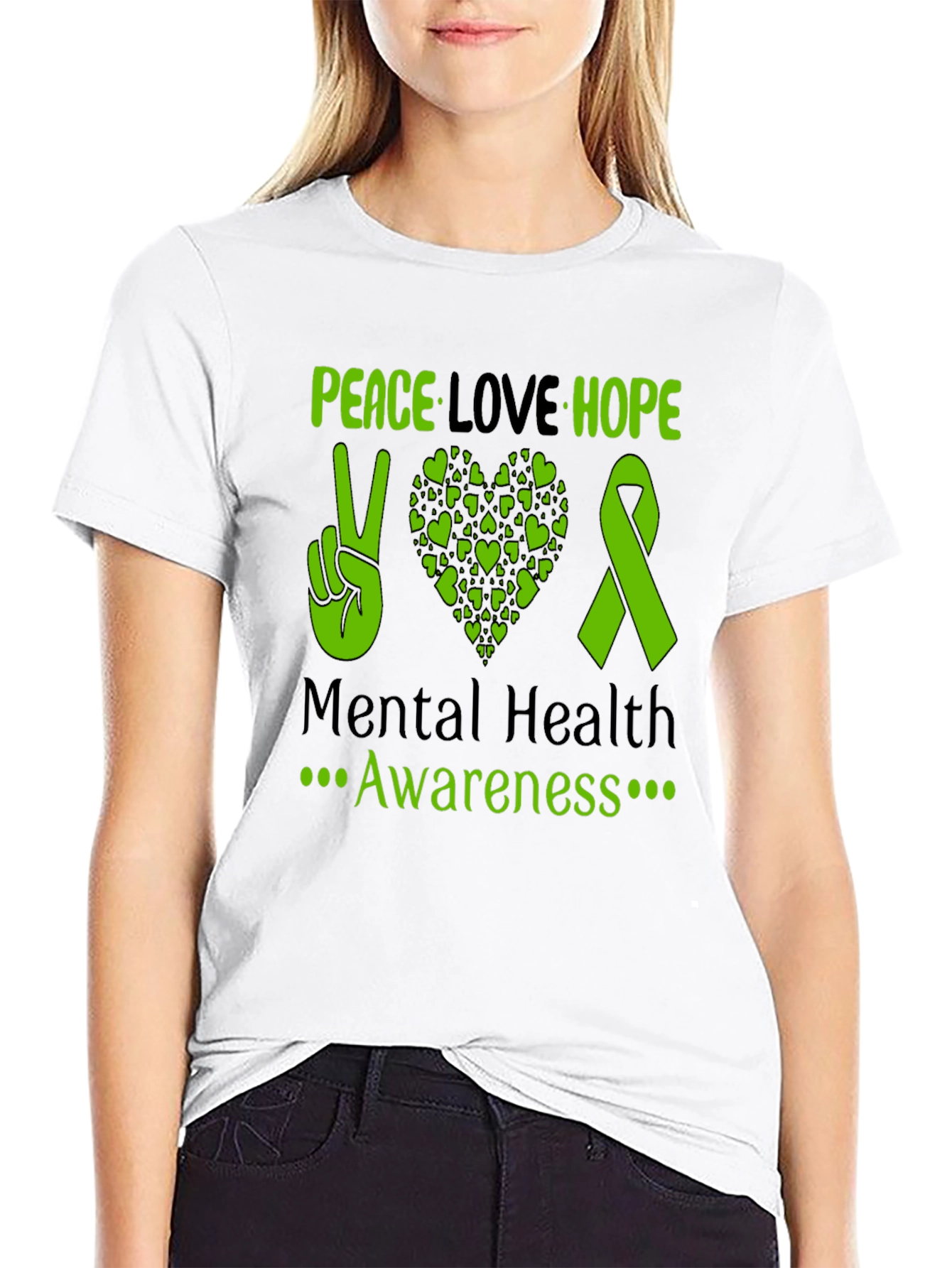 Peace Love Hope Mental Health Awareness Tee
