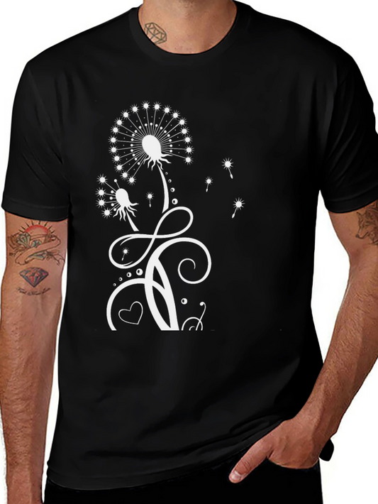 Dandelion Graphic Print Black T-Shirt