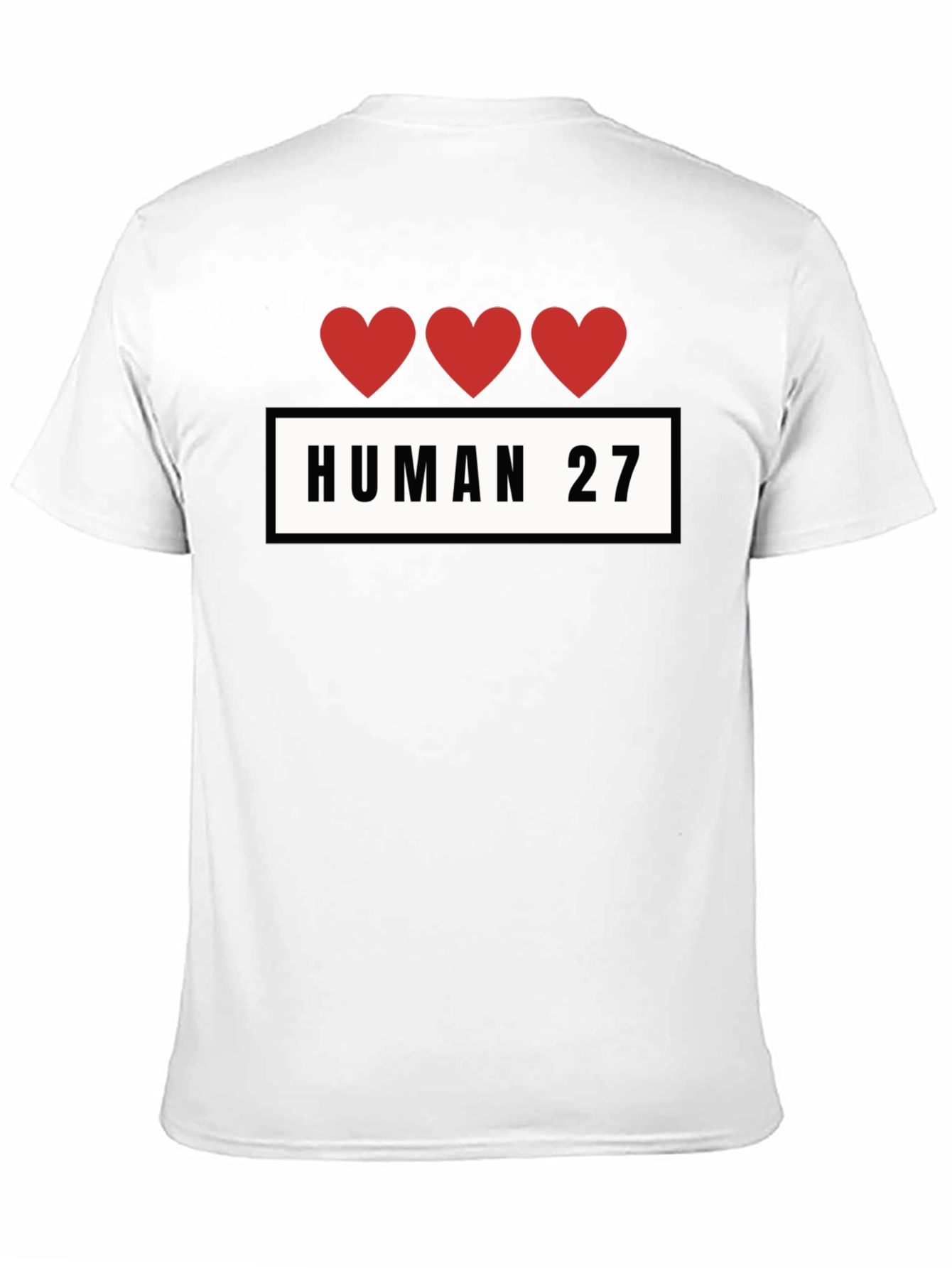Human 27 Heart Graphic Black T-Shirt