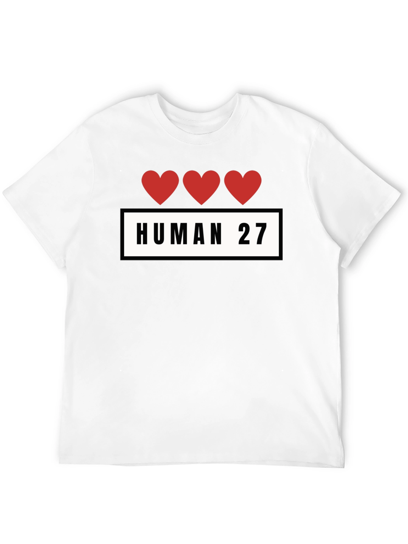 Human 27 Heart Graphic Black T-Shirt