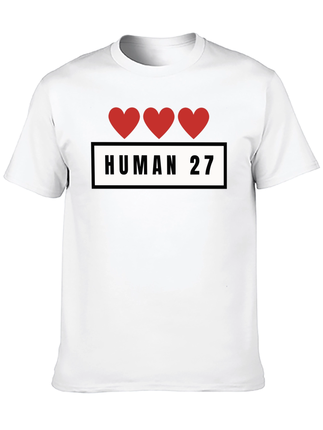 Human 27 Heart Graphic Black T-Shirt