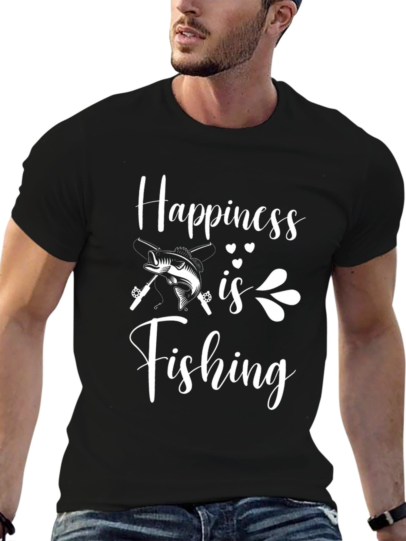 Happiness is Fishing T-Shirt Bass Graphic Tee