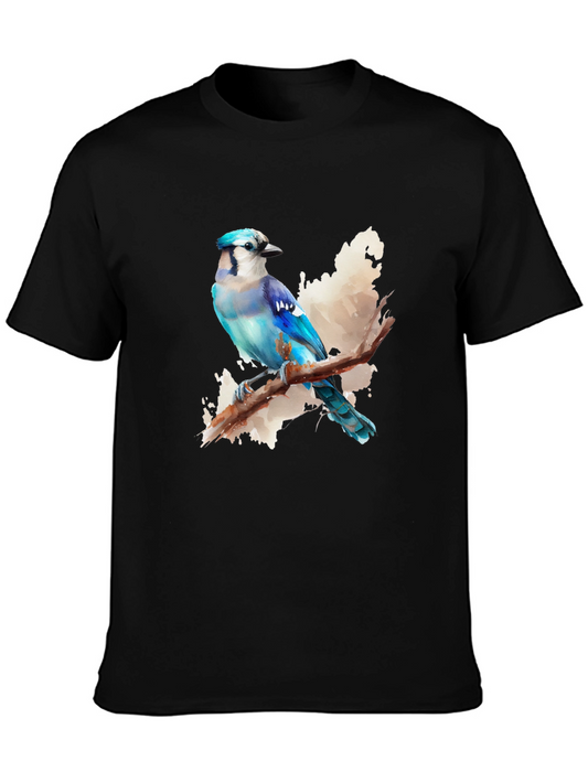 Blue Jay Watercolor Graphic Print T-Shirt